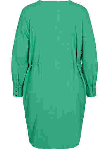 Langærmet kjole med v-hals og bindesnøre, Mint, Packshot image number 1