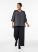 Skjortebluse med V-udsk&aelig;ring og 3/4-&aelig;rmer, Gr&aring;, Model image number 1