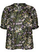 Bluse med blomsterprint og V-udsk&aelig;ring, Sort, Packshot image number 0