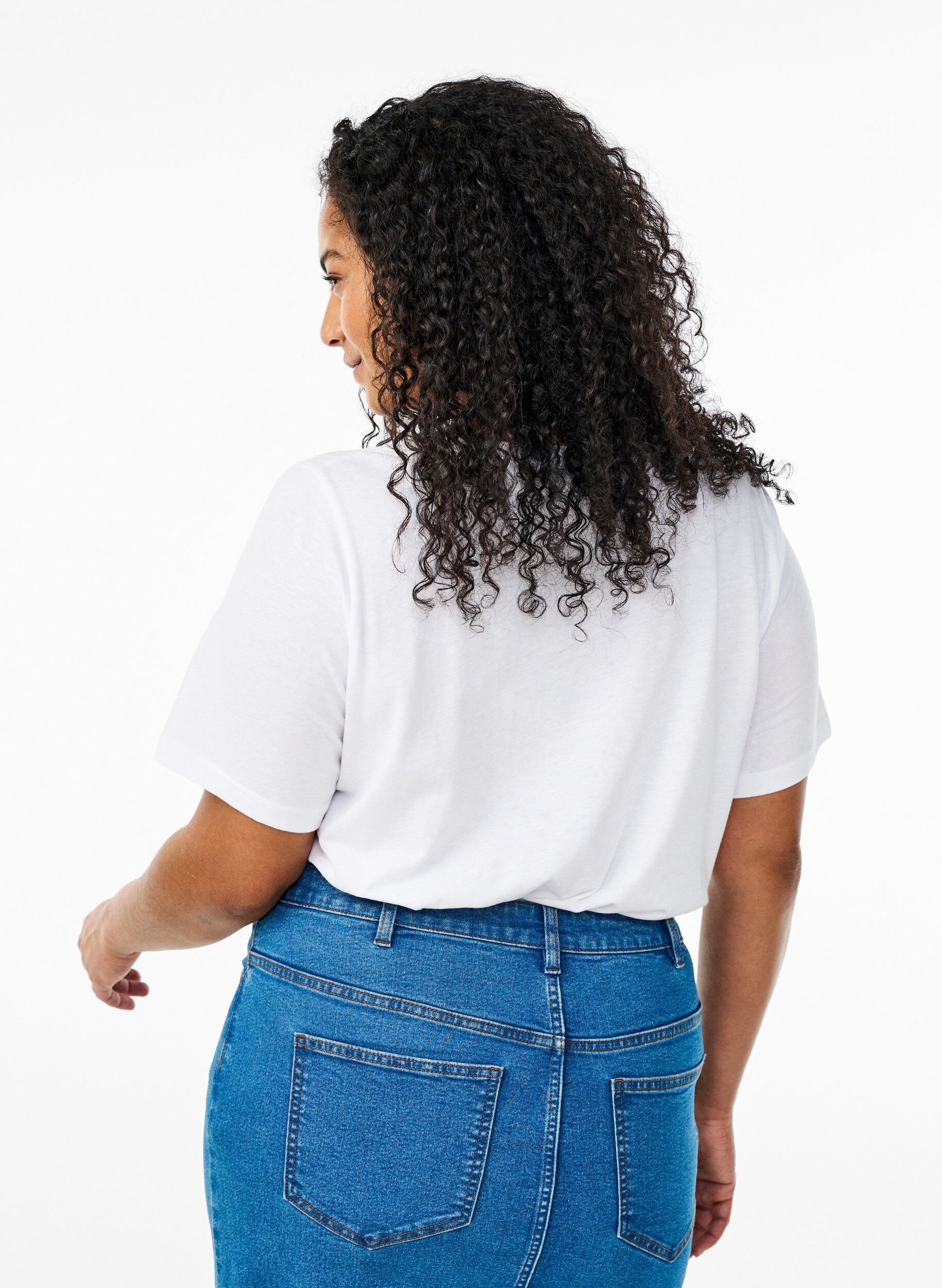 Zizzi 2-pak t-shirts med v-hals, Sort, Model image number 2