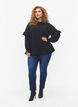 Bluse med fl&aelig;ser og knapper, Black, Model image number 2