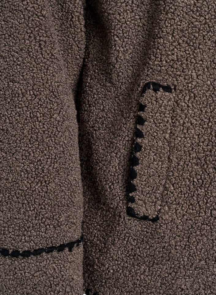 Teddyjakke med kontrastdetaljer, Brun, Packshot image number 3