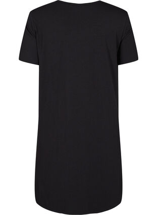 Kortærmet natkjole med v-hals, Black, Packshot image number 1