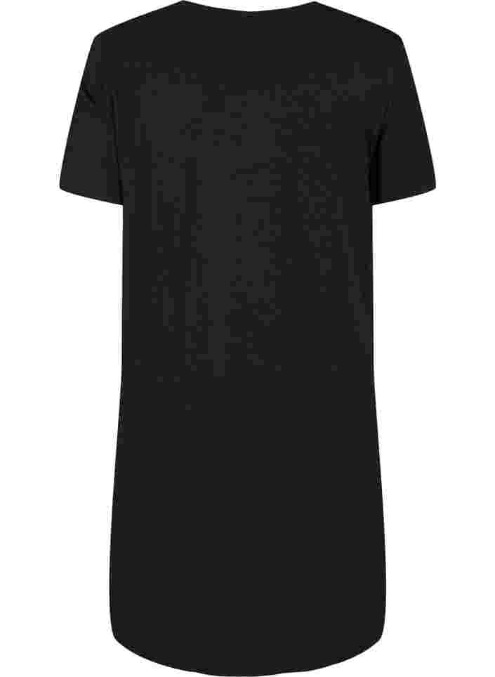 Kortærmet natkjole med v-hals, Black, Packshot image number 1