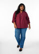 Bluse i bomuldsmusselin med broderi anglaise, Mørk Bordeaux, Model image number 1
