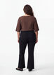 Skjortebluse med V-udsk&aelig;ring og 3/4-&aelig;rmer, Brun, Model image number 2