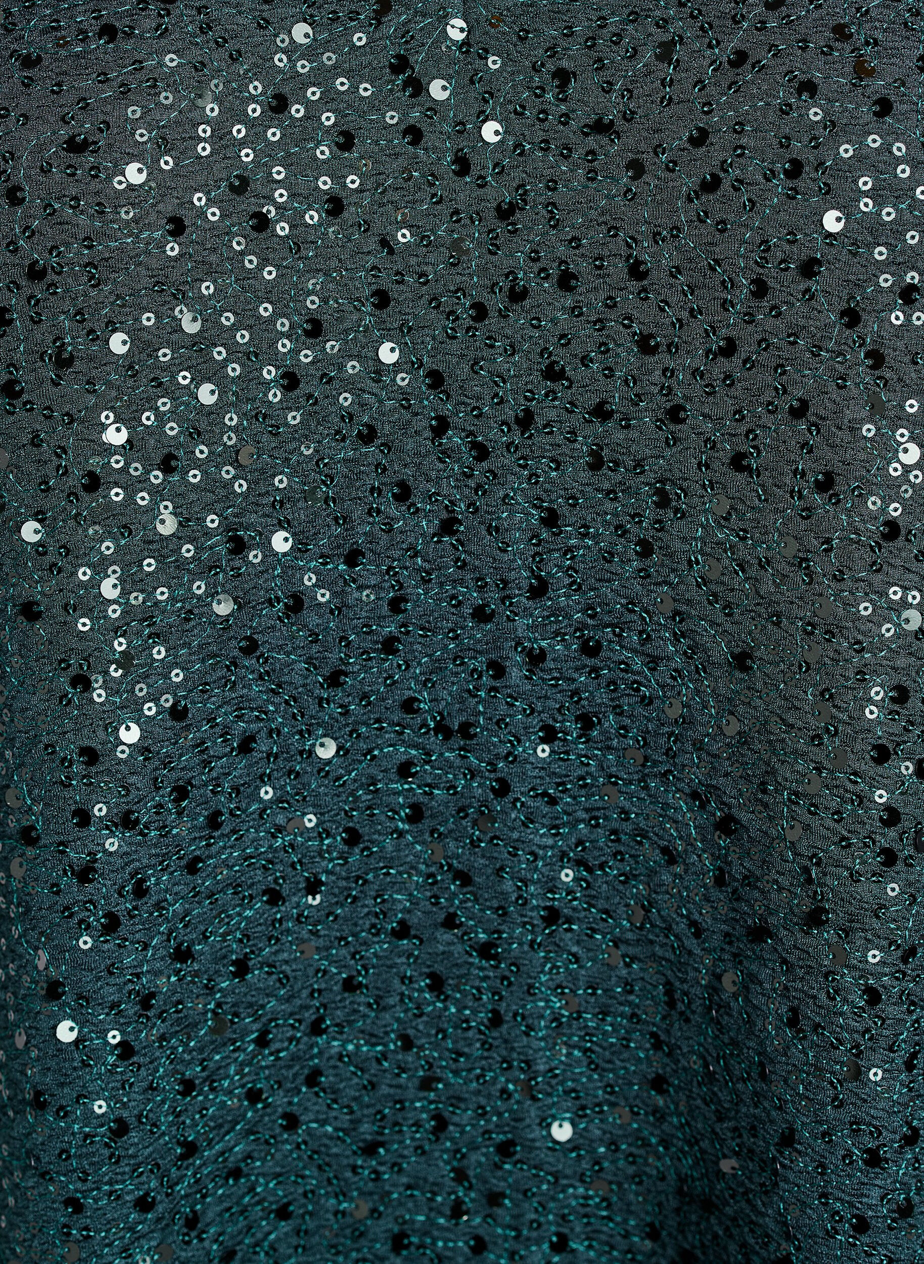 Zizzi Kort pailletkjole med puf&aelig;rmer, Gr&oslash;n, Packshot image number 2