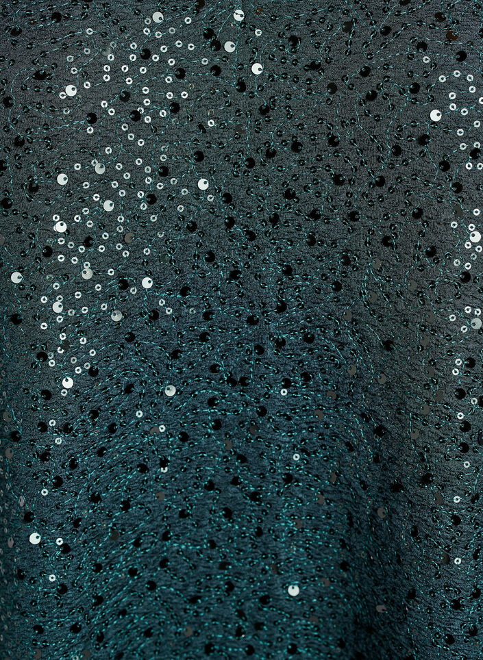 Kort pailletkjole med pufærmer, Grøn, Packshot image number 2