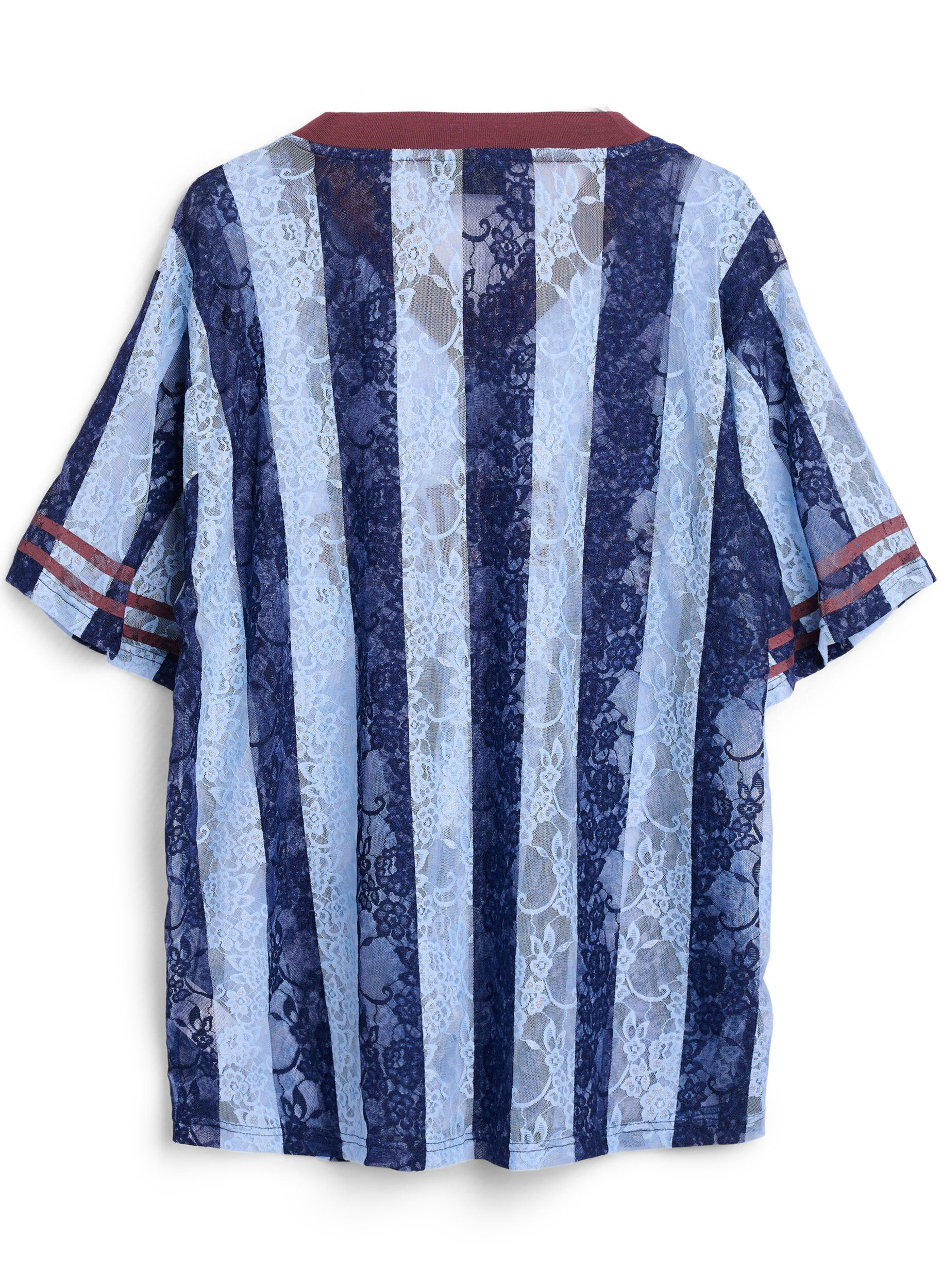 Zizzi Stribet blondebluse med statementprint, Bl&aring;, Packshot image number 1