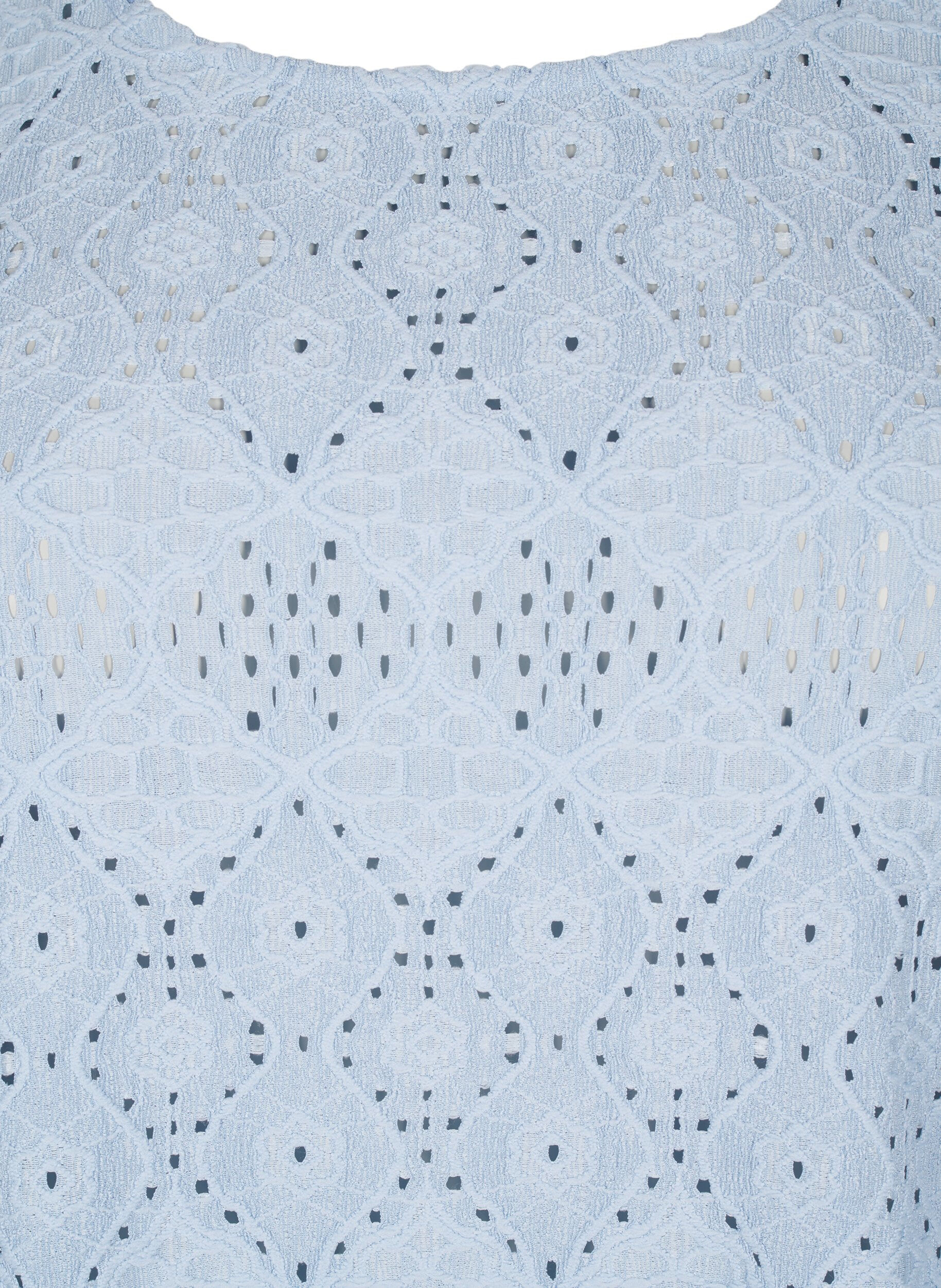 Zizzi Kort&aelig;rmet bluse med hulm&oslash;nster, Cashmere Blue, Packshot image number 2