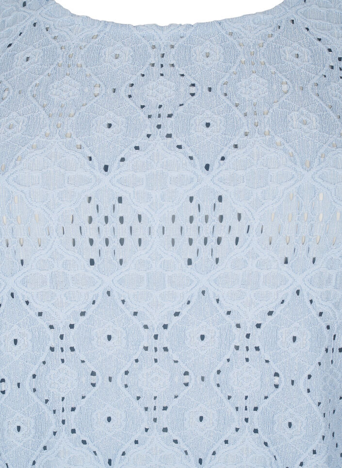 Kortærmet bluse med hulmønster, Cashmere Blue, Packshot image number 2