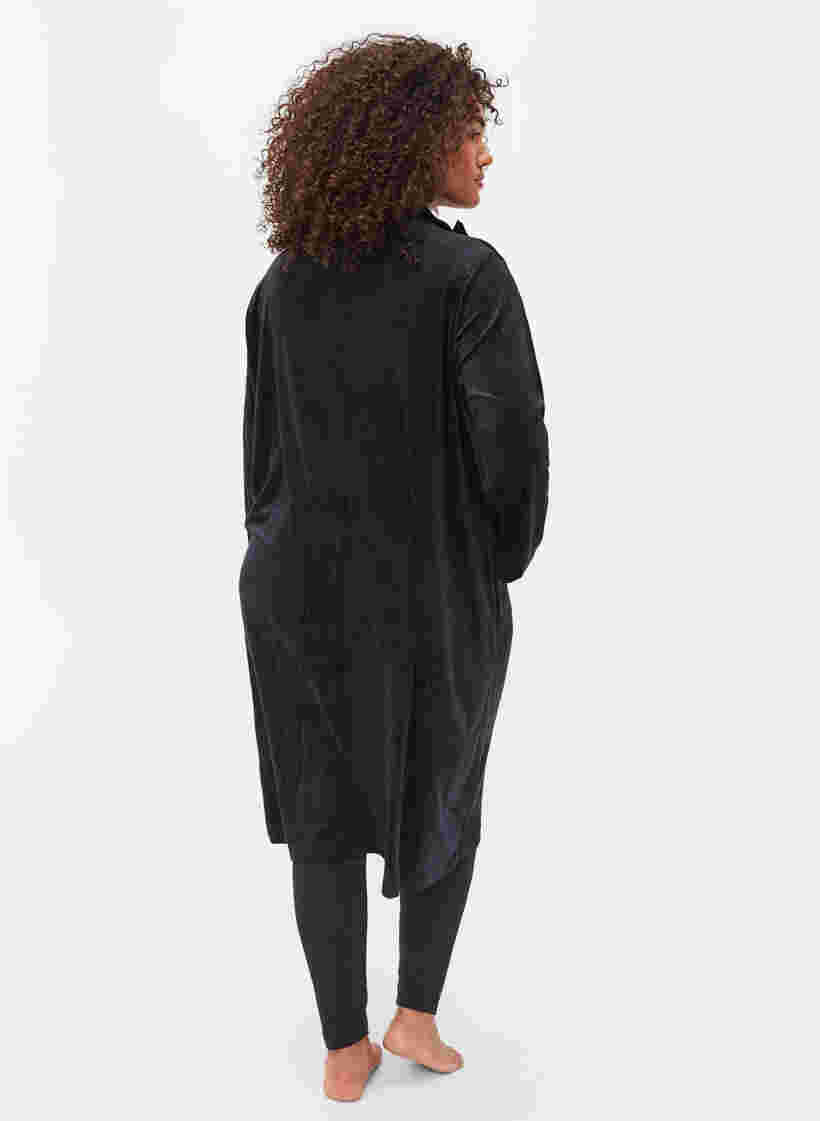 Velourkjole med lynlås og lommer, Black, Model image number 1