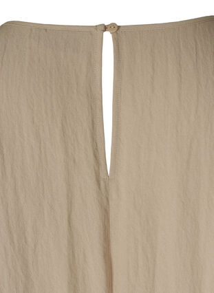 Kortærmet viskose bluse med rund hals , Light Taupe, Packshot image number 3