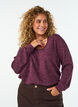 Jerseybluse med V-hals og lange &aelig;rmer, M&oslash;rk Bordeaux, Model image number 0