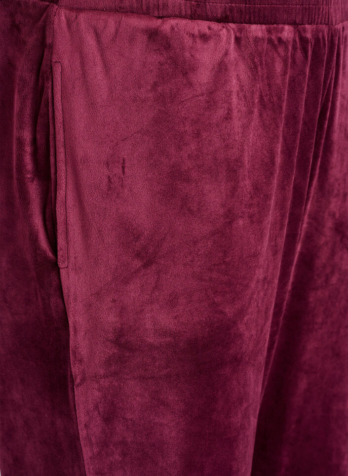 L&oslash;se bukser i velour, R&oslash;d, Packshot image number 2