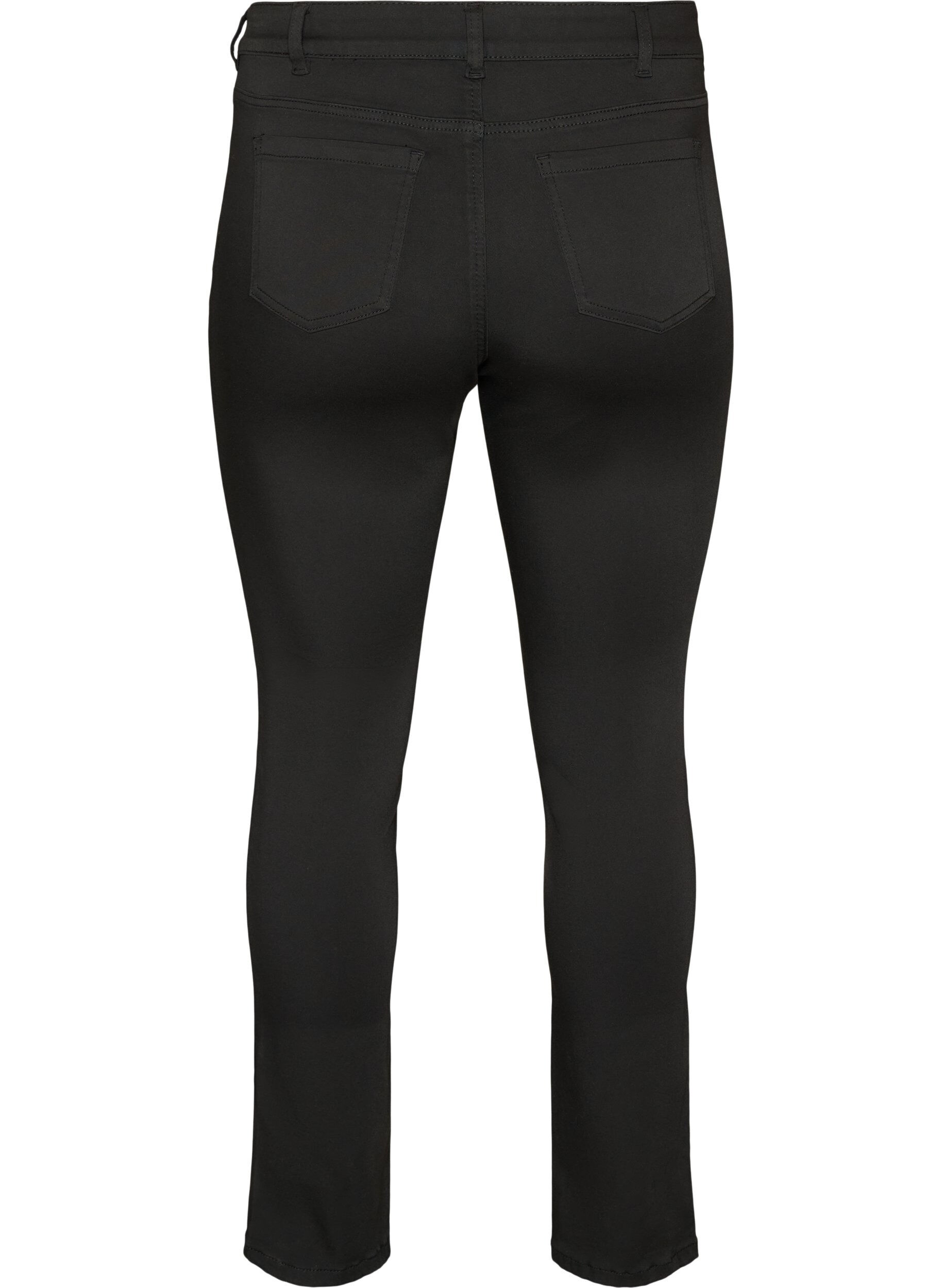 ZizziEmily Stay Black jeans med regul&aelig;r taljeh&oslash;jde, Sort, Packshot image number 1