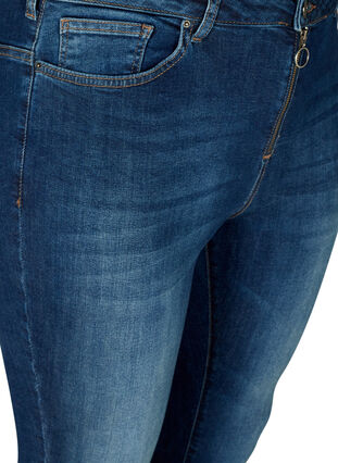 Cropped Nille jeans med rå kanter, Blue denim, Packshot image number 2