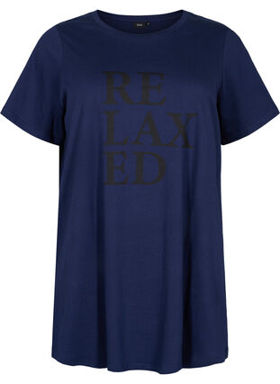 Oversize nat t-shirt i økologisk bomuld, Peacoat W. relaxed, Packshot image number 0