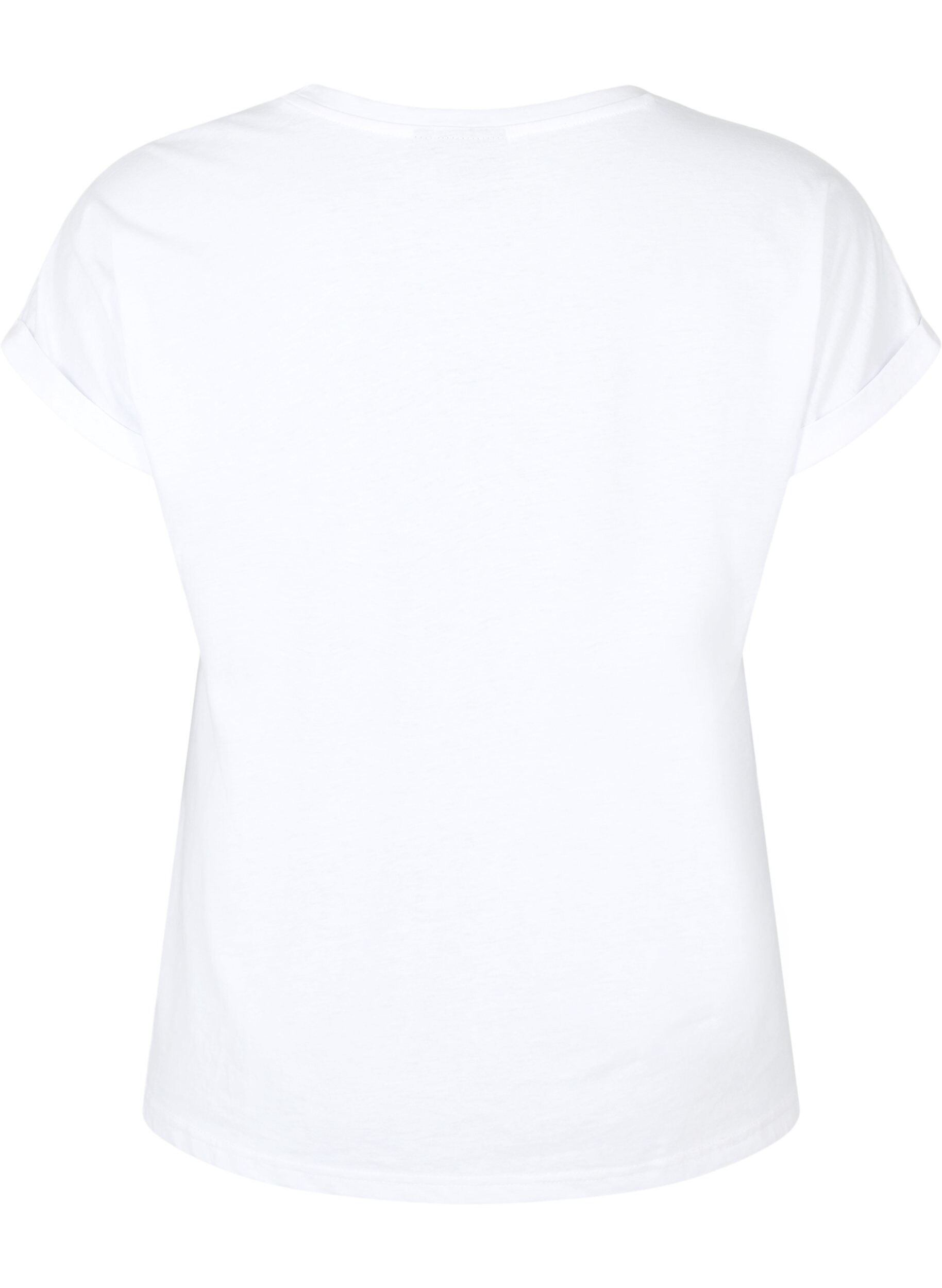 ZizziKort&aelig;rmet t-shirt i bomuldsblanding, Hvid, Packshot image number 1