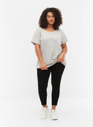 Meleret bomulds t-shirt, Light Grey Melange, Model image number 2