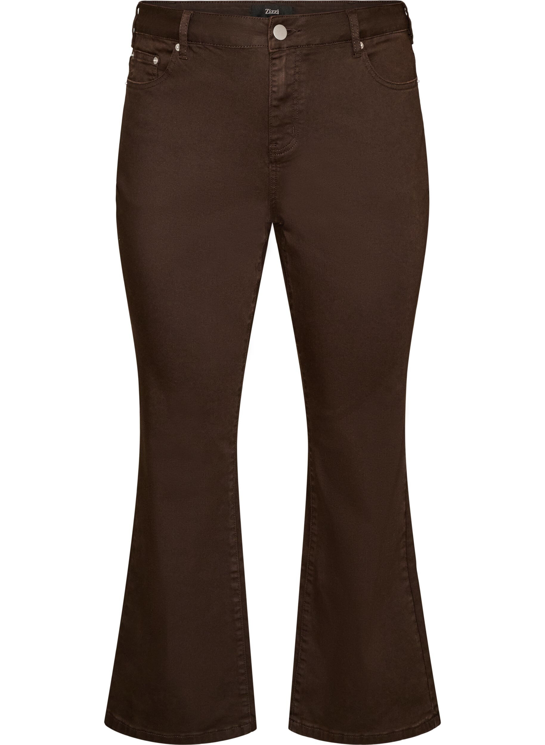 ZizziEllen bootcut-jeans i farvet denim, Brun, Packshot image number 0