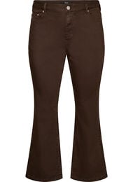 Ellen bootcut-jeans i farvet denim, Brun