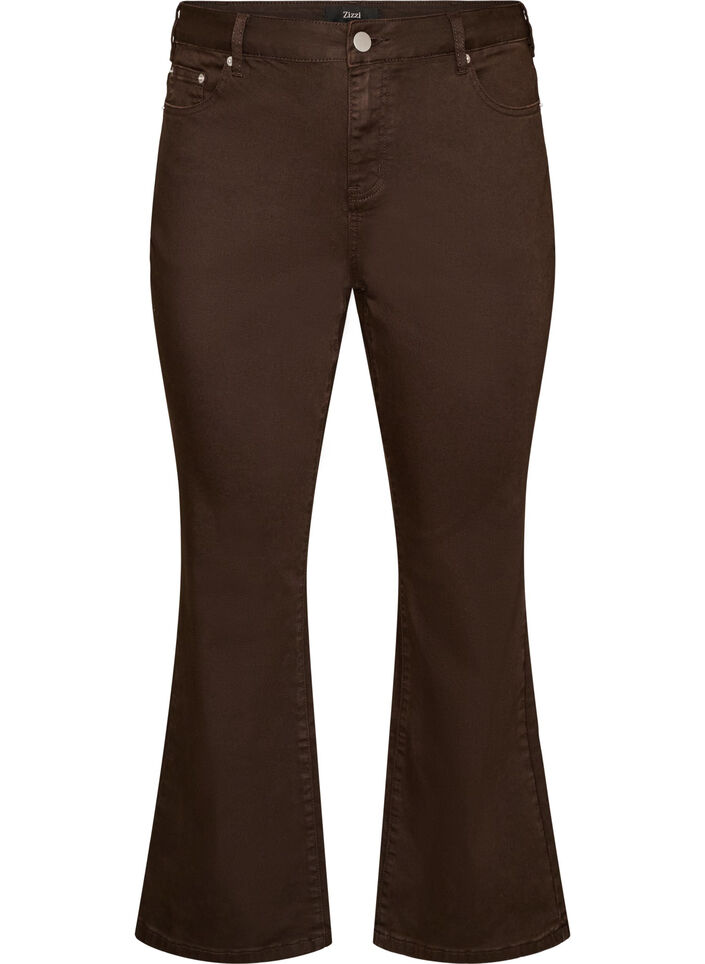 Ellen bootcut-jeans i farvet denim, Brun, Packshot image number 0