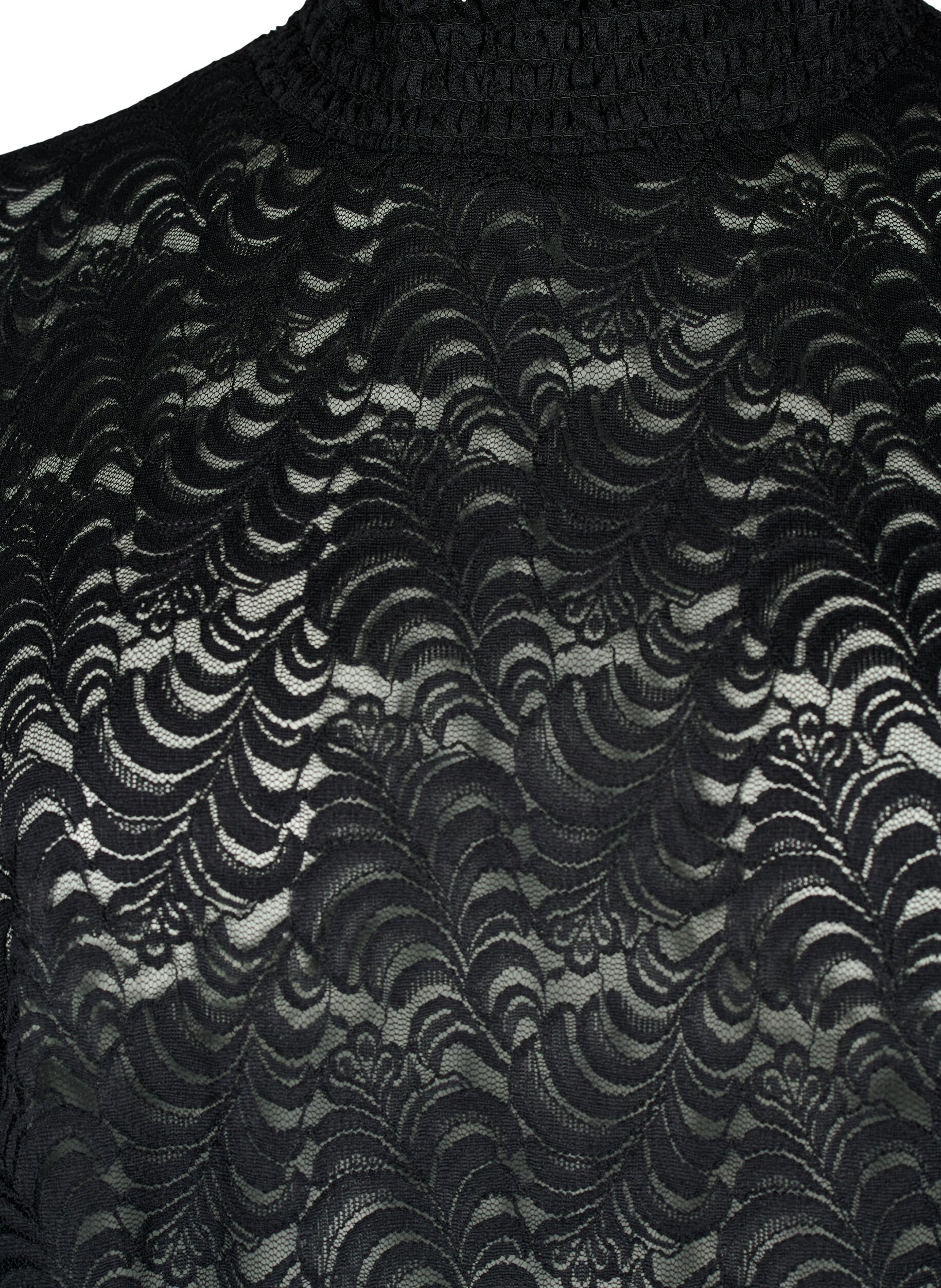 Zizzi Lang&aelig;rmet blondebluse med smock, Black, Packshot image number 2