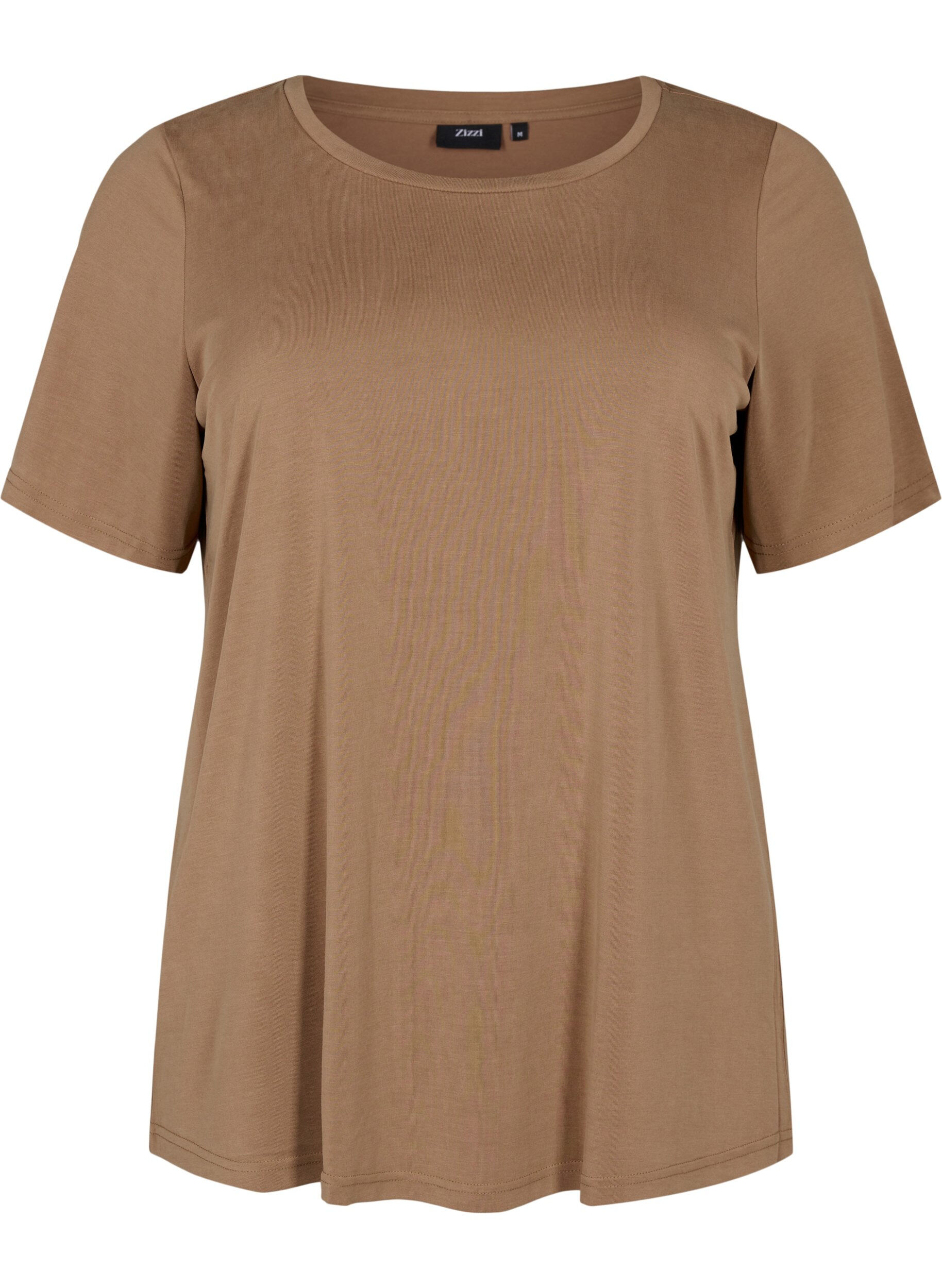 Zizzi T-shirt i TENCEL&trade; Modal med rund hals, Brun, Packshot image number 0