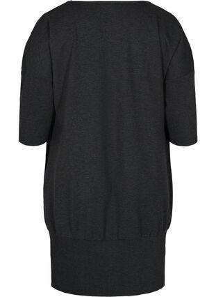 Ensfarvet tunika med 3/4 ærmer, Dark Grey Melange, Packshot image number 1