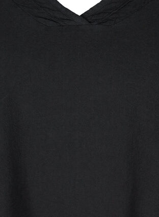 Kortærmet bluse i bomuld, Black, Packshot image number 2