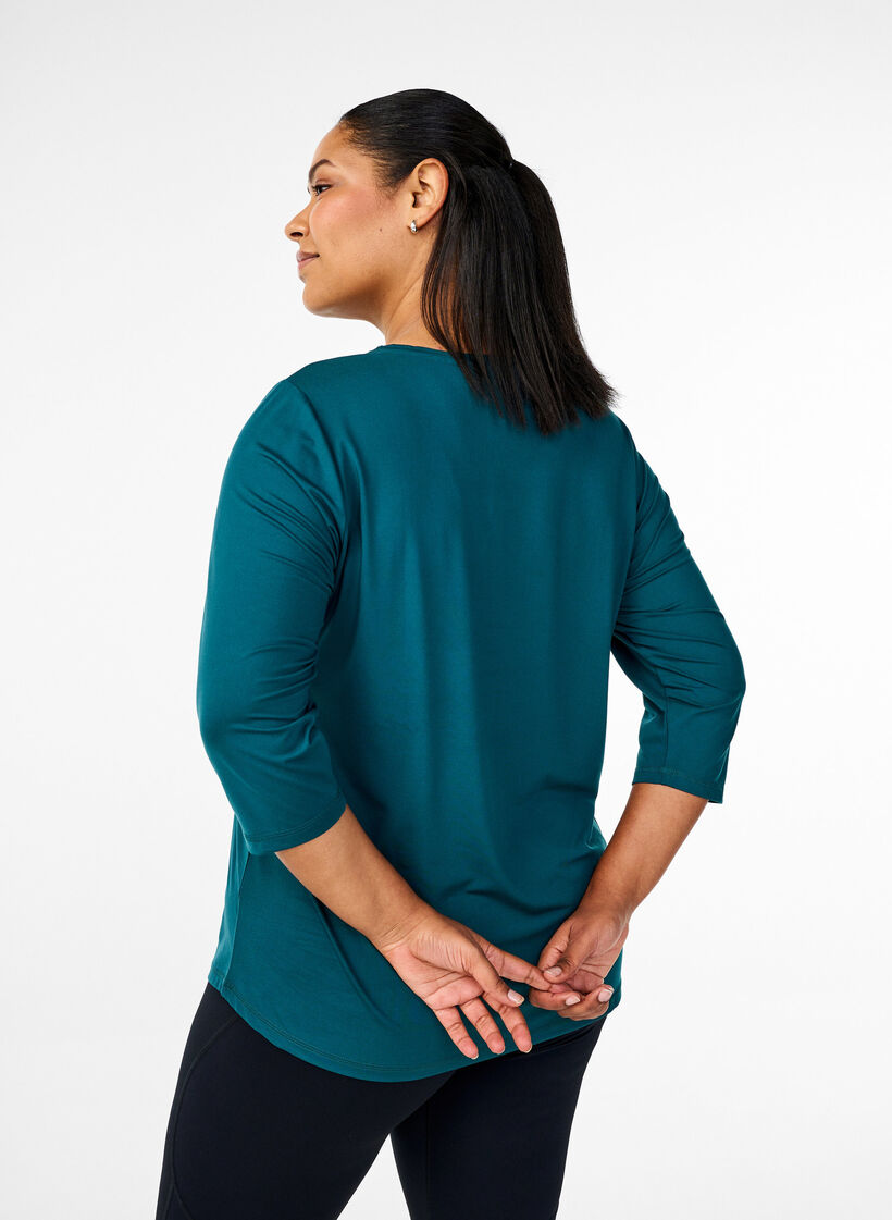 Tr&aelig;ningsbluse med 3/4 &aelig;rmer, Gr&oslash;n, Model image number 2