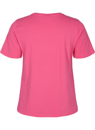 Ensfarvet basis t-shirt i bomuld, Hot Pink, Packshot image number 1