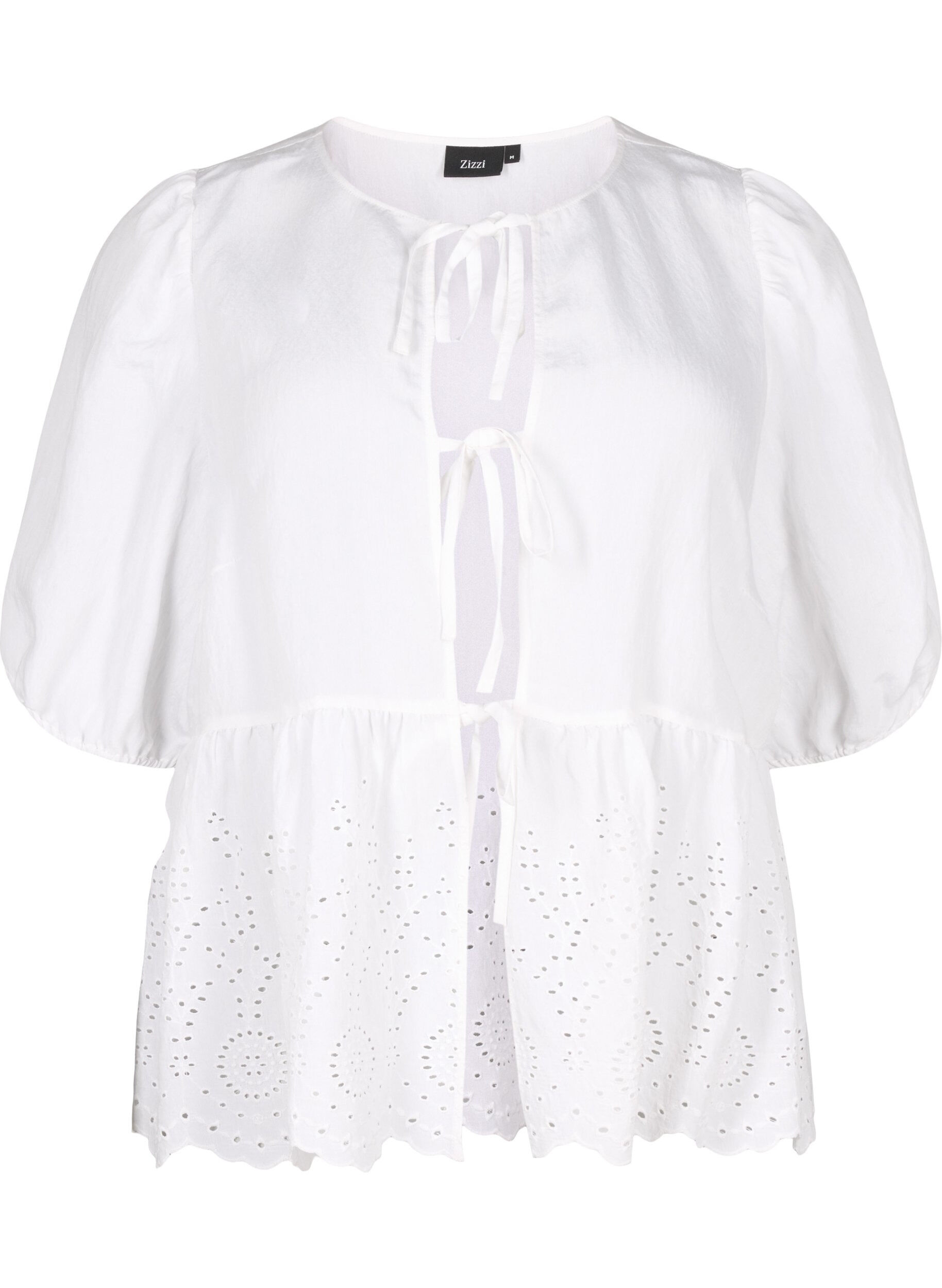 Zizzi Viskose bluse med broderi anglaise, Bright White, Packshot image number 0