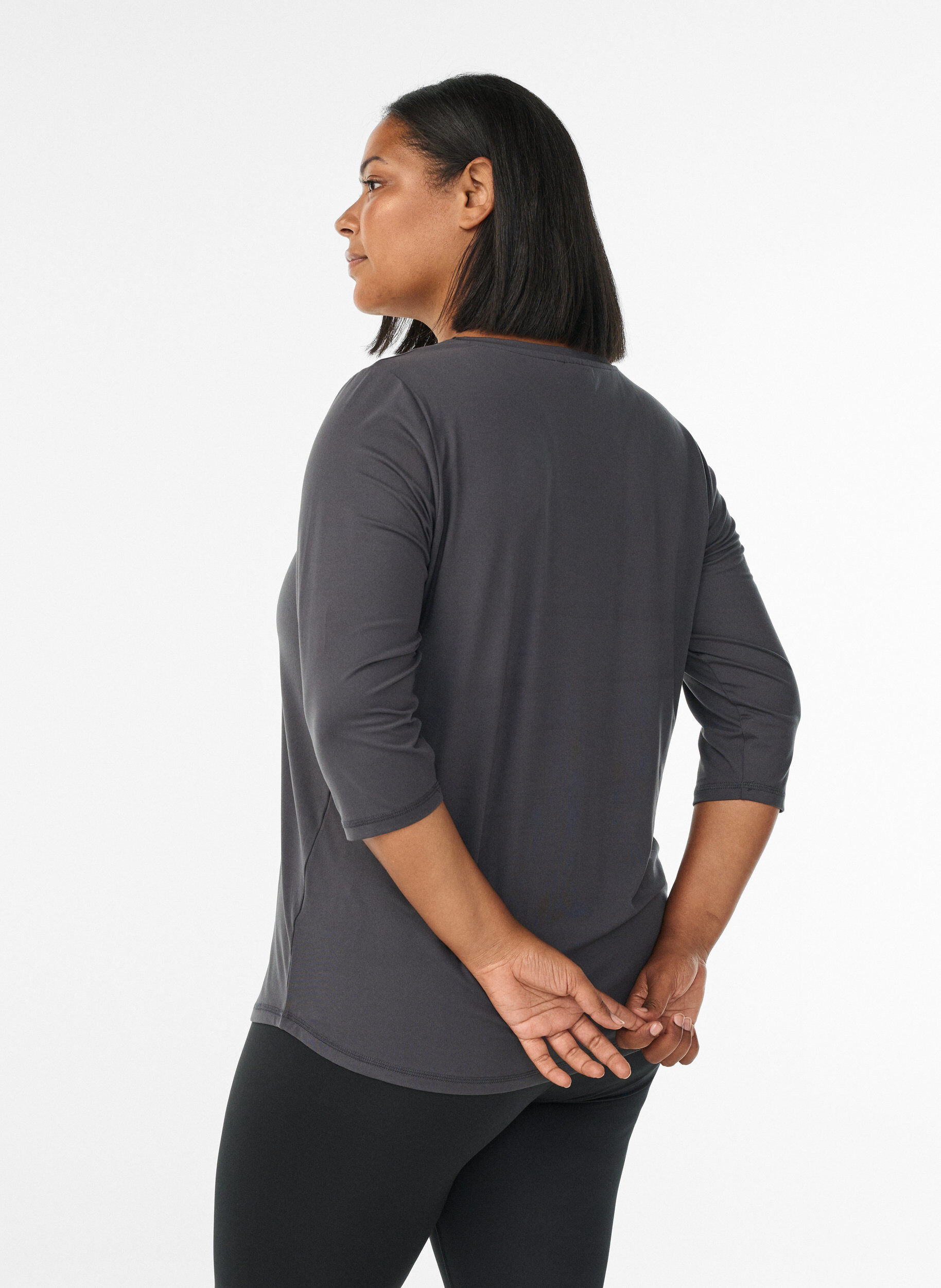 ZizziTr&aelig;ningsbluse med 3/4 &aelig;rmer, Gr&aring;, Model image number 2