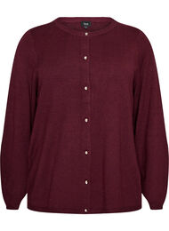 Cardigan med runde knapper, R&oslash;d