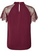 Bluse med korte blonde&aelig;rmer og h&oslash;j hals, R&oslash;d, Packshot image number 1
