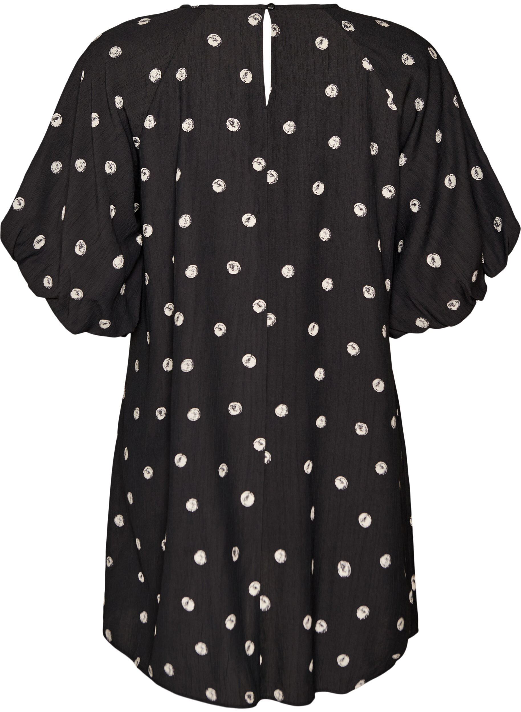 Zizzi Kort kjole i viskose med ballon&aelig;rmer, 9990, Packshot image number 1