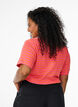 Stribet t-shirt med ribstruktur, Orange, Model image number 2