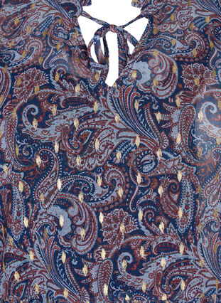 Tunika med blomsterprint og lurex, Blue Paisley AOP, Packshot image number 2