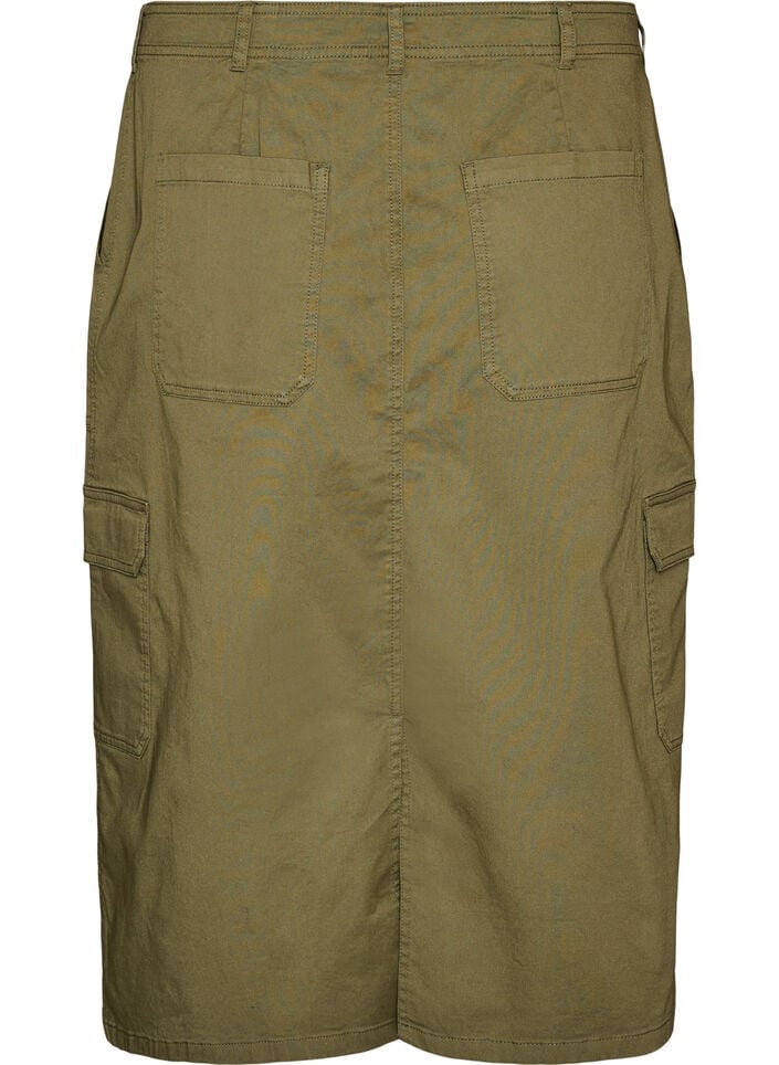Cargo nederdel i bomuld med slids bagp&aring;, Gr&oslash;n, Packshot image number 1