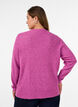 Meleret strikbluse med rund hals, Lilla, Model image number 2