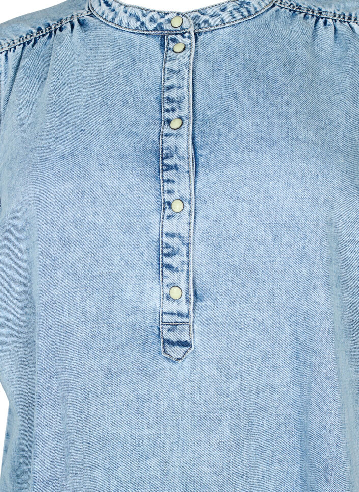 Kortærmet denimkjole med a-snit, Blue denim, Packshot image number 2