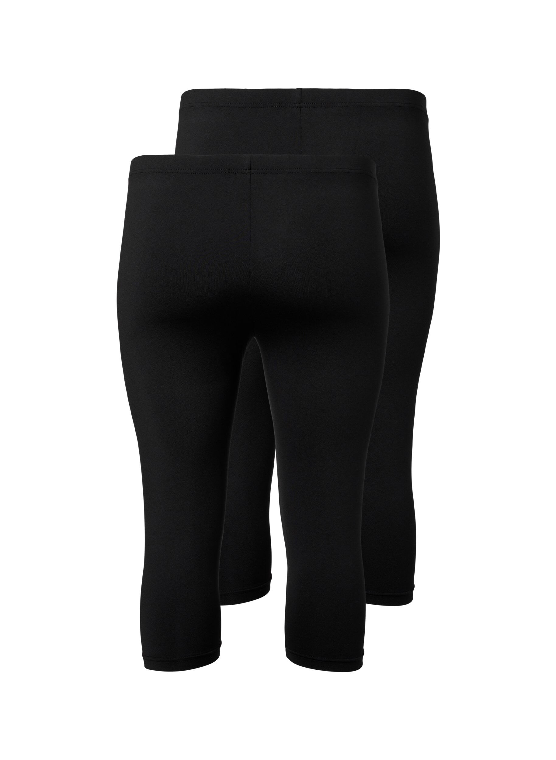 Zizzi 2-pak leggings med 3/4 l&aelig;ngde , Sort, Packshot image number 1