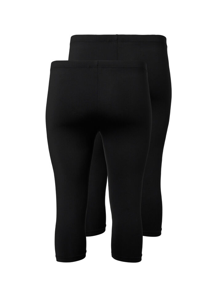 2-pak leggings med 3/4 længde , Sort, Packshot image number 1