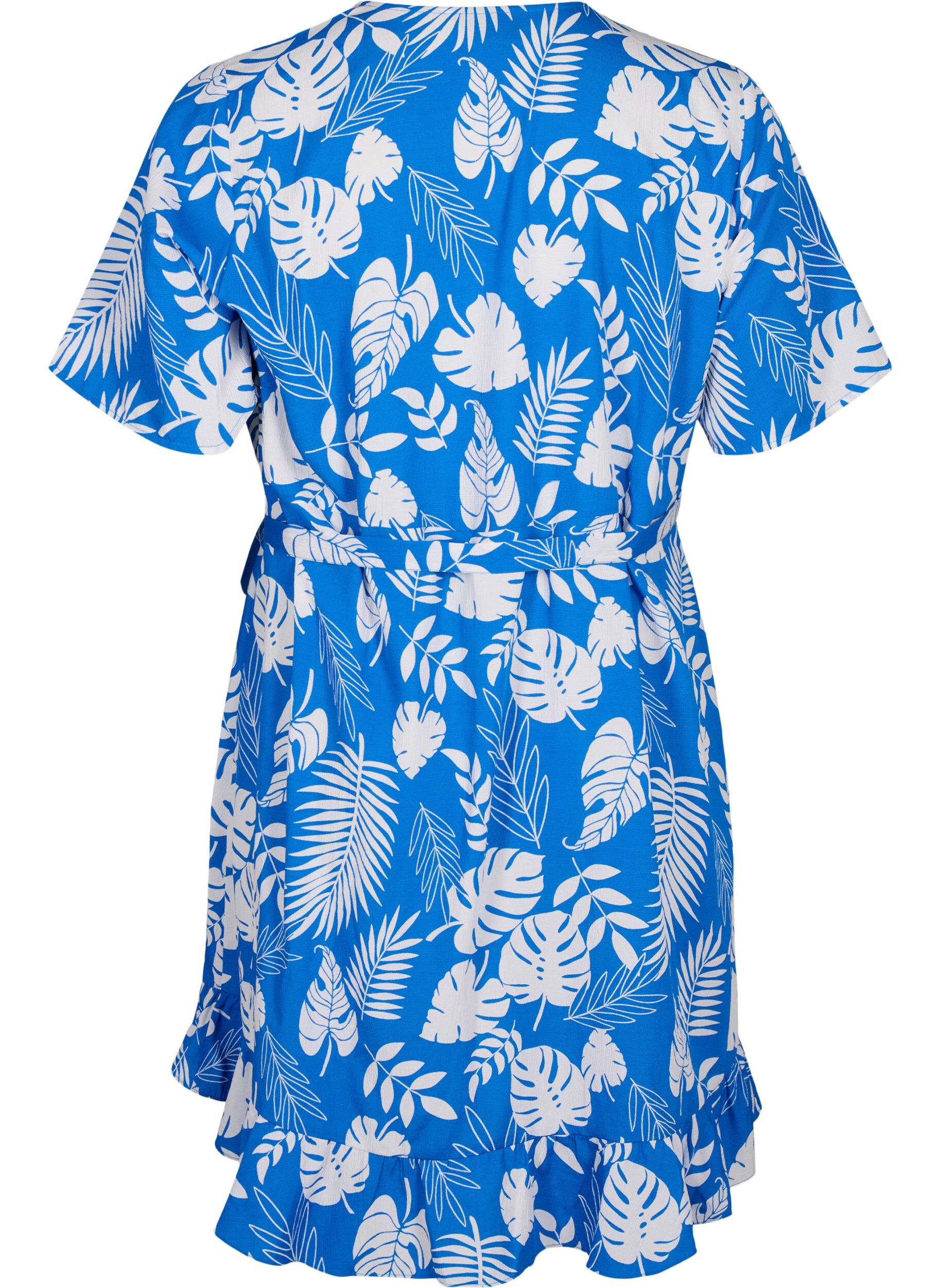 Zizzi FLASH - Wrapkjole med korte &aelig;rmer, Skydiver White AOP, Packshot image number 1