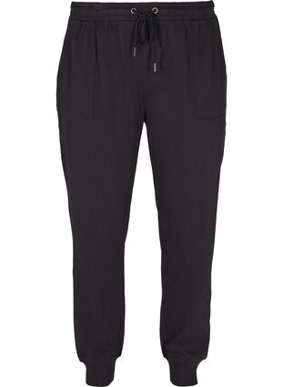Bomulds sweatpants med lommer, Black, Packshot image number 0