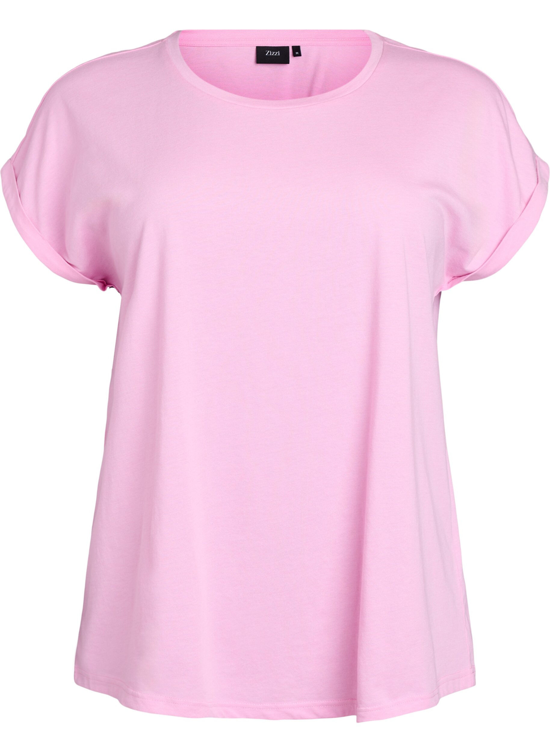 ZizziKort&aelig;rmet t-shirt i bomuldsblanding, Lyser&oslash;d, Packshot image number 0