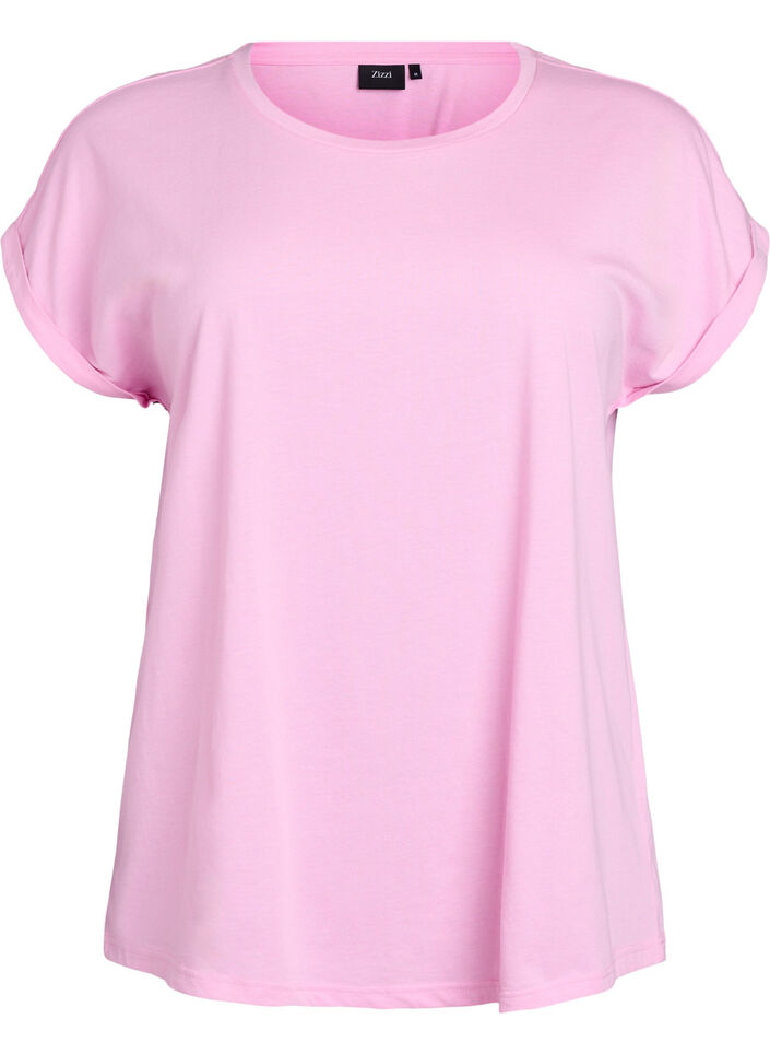 Kort&aelig;rmet t-shirt i bomuldsblanding, Lyser&oslash;d, Packshot image number 0