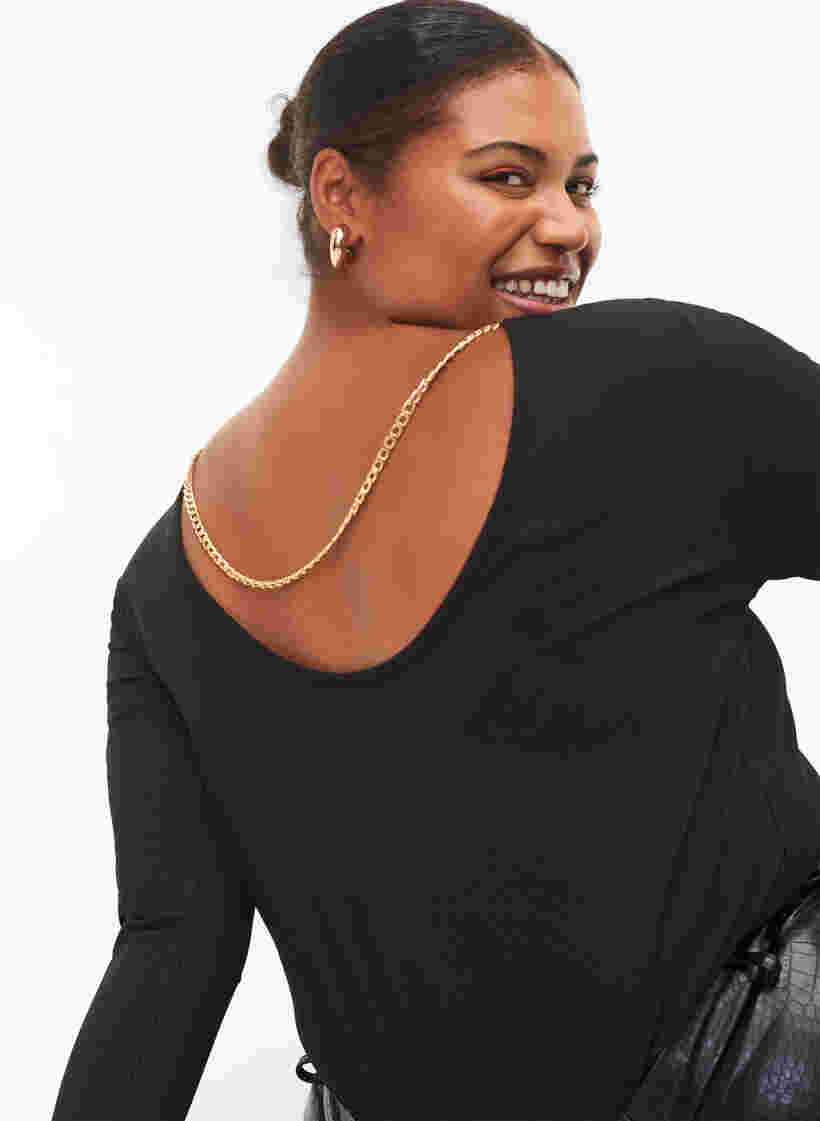 Bluse med kæde, Black, Model image number 1